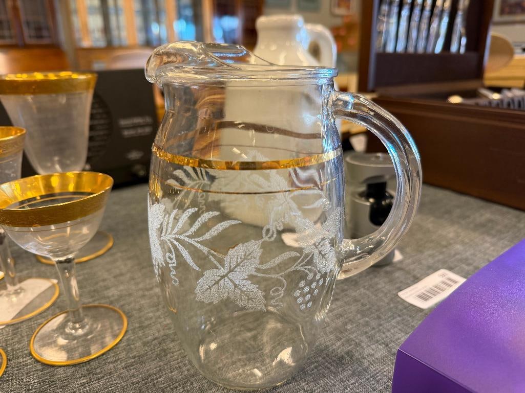 ANTIQUE CIRCA 1930'S TIFFIN FRANCISCAN GOLD ENCRUSTED GLASSWARE STEMWARE SET - 5