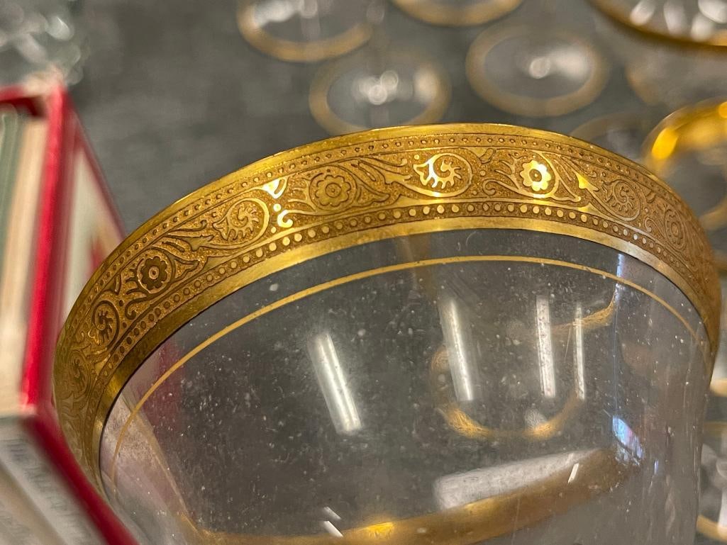 ANTIQUE CIRCA 1930'S TIFFIN FRANCISCAN GOLD ENCRUSTED GLASSWARE STEMWARE SET - 8