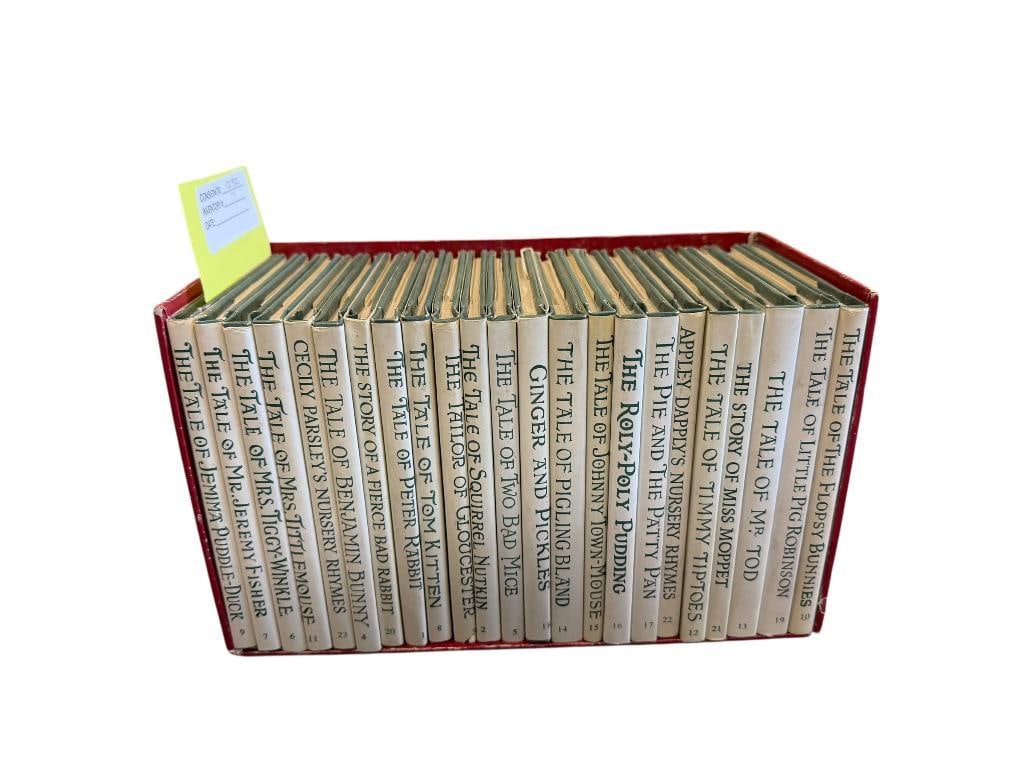 FREDERICK WARNE & CO. BEATRIX POTTER SET OF 23 VOLUMES OF CLASSIC ORIGINAL CHILDREN'S TALES: PUBLISHED IN THE 1980'S, INCLUDES PRESENTATION BOX, HARDCOVERS WITH DUST JACKETS 4 1/4" X 5 1/2" BOOKS 