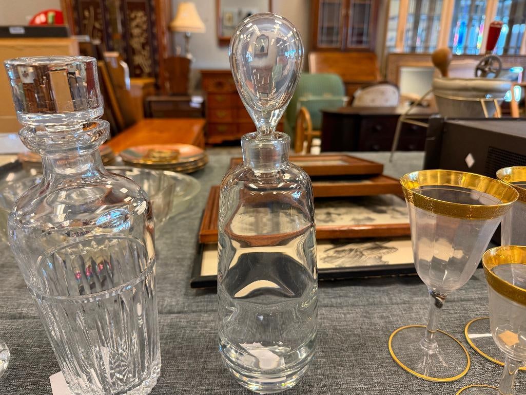 THREE ELEGANT CRYSTAL SHIP'S DECANTERS FEATURING VARIOUS DESIGNS - 12