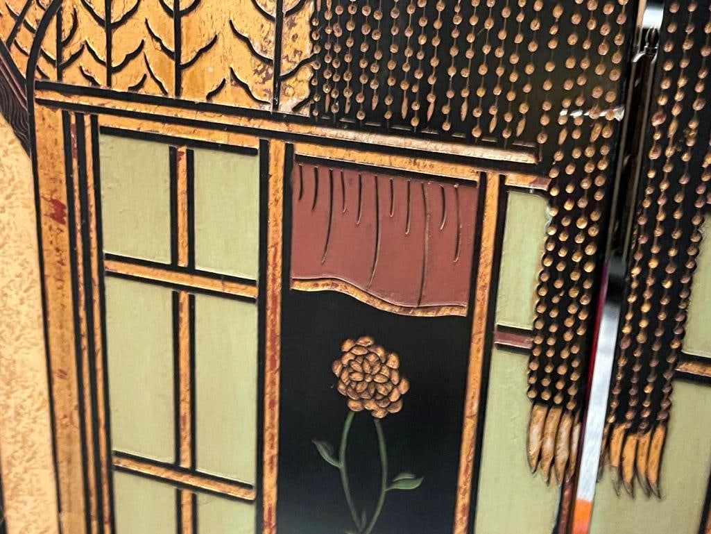 ELEGANT ART DECOR FOUR PANEL ARCHITECTURAL ILLUSION FOLDING ROOM SCREEN - 10