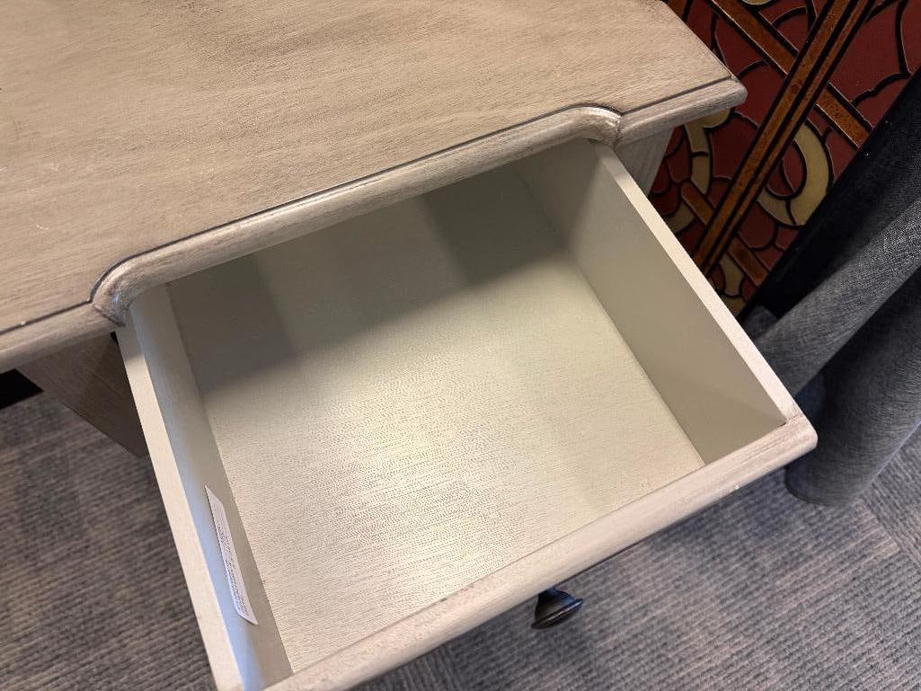 ELEGANT ASH GRAY WOOD SINGLE DRAWER SIDE TABLE - 5