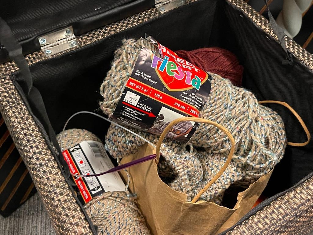 MODERN CONTEMPORARY PADDED UPHOLSTERED STORAGE ACCENT STOOL WITH CRAFT SUPPLIES - 6