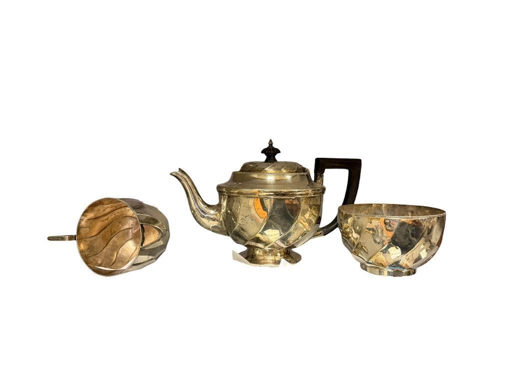 MAPPIN & WEBB 1920'S ART DECO TEAPOT CREAMER AND SUGR BOWL MATCHING SET - 10