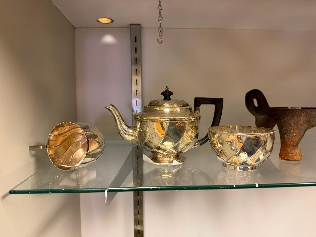 MAPPIN & WEBB 1920'S ART DECO TEAPOT CREAMER AND SUGR BOWL MATCHING SET - 11