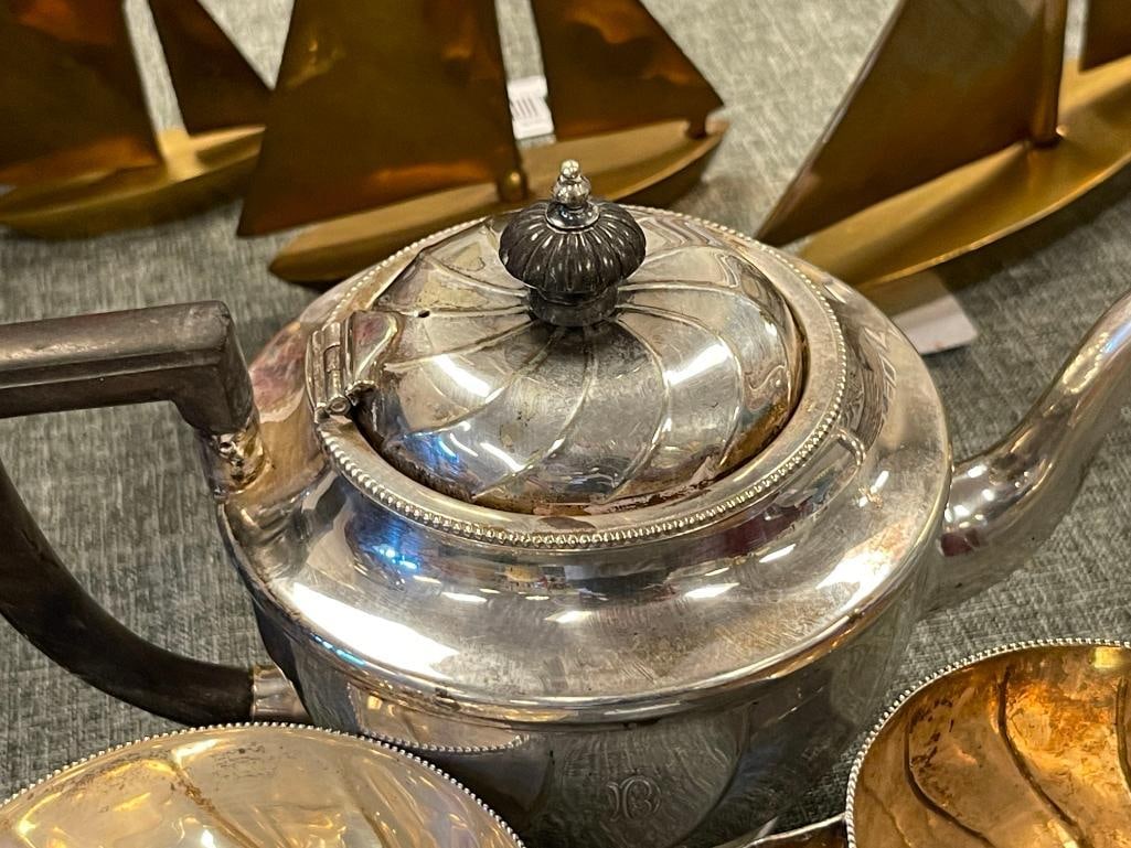 MAPPIN & WEBB 1920'S ART DECO TEAPOT CREAMER AND SUGR BOWL MATCHING SET - 4