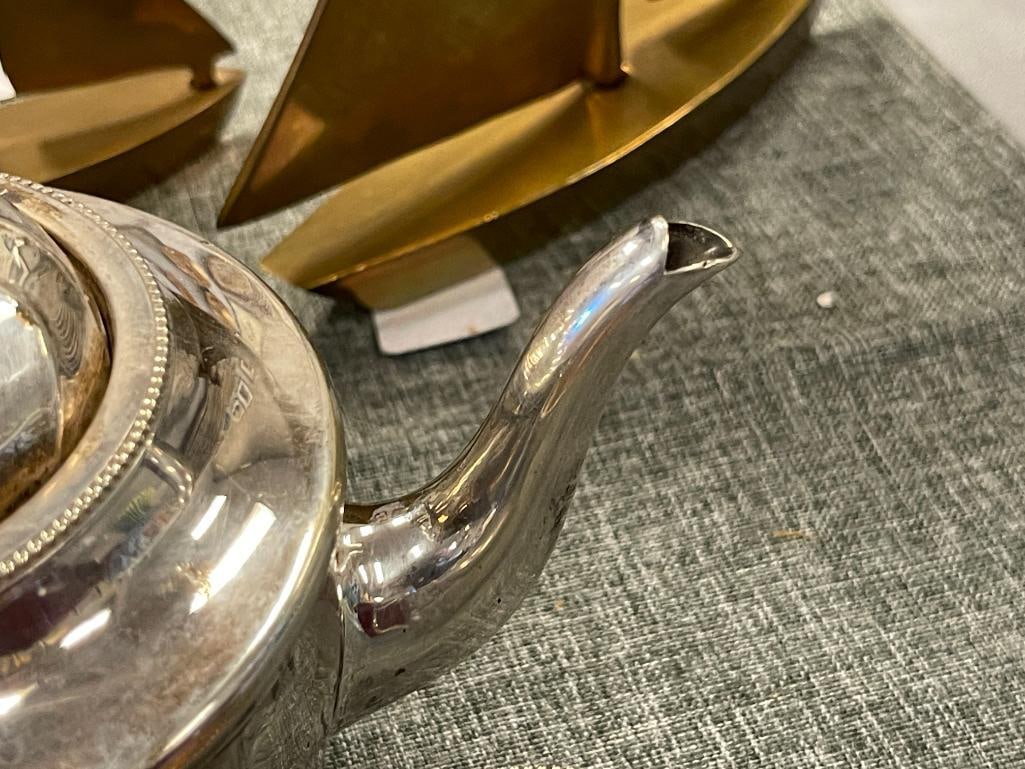 MAPPIN & WEBB 1920'S ART DECO TEAPOT CREAMER AND SUGR BOWL MATCHING SET - 5