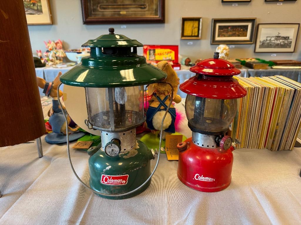 VINTAGE COLEMAN DUAL AND SINGLE MANTLE KEROSENE / OIL LAMPS MODEL 228F AND 200A - 3
