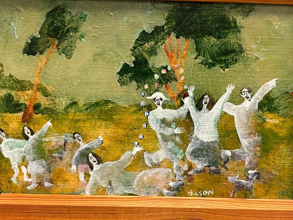 HAROLD BILSON ICELANDIC ARTIST ORIGINAL OIL ON MASONITE BOARD WHIMSICAL PAINITNG - 2