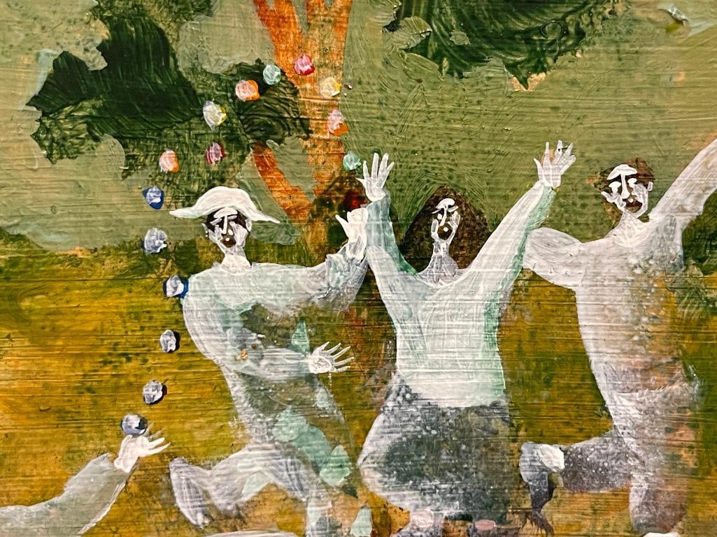 HAROLD BILSON ICELANDIC ARTIST ORIGINAL OIL ON MASONITE BOARD WHIMSICAL PAINITNG - 3