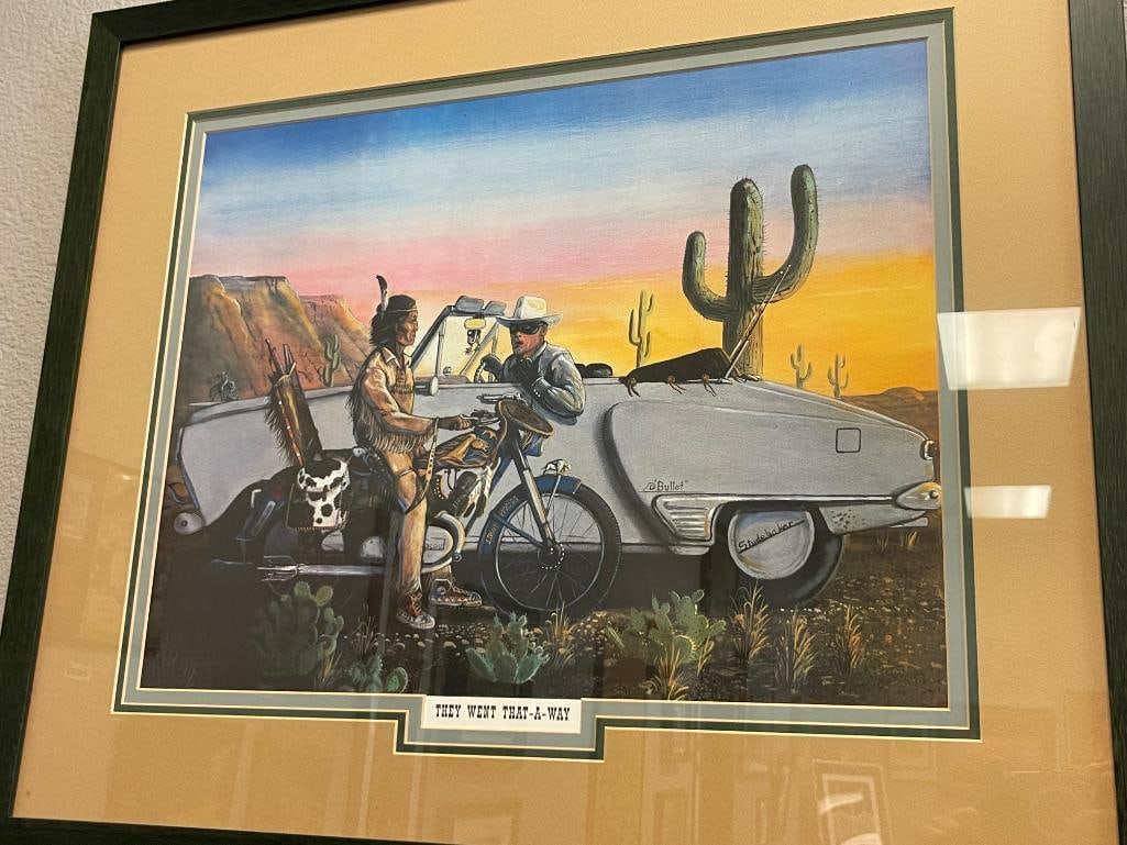 CAMERON BLAGG NATIVE WESTERNER NATIVE AMERICAN ART PRINT TITLED THEY WENT THAT-A-WAY - 2