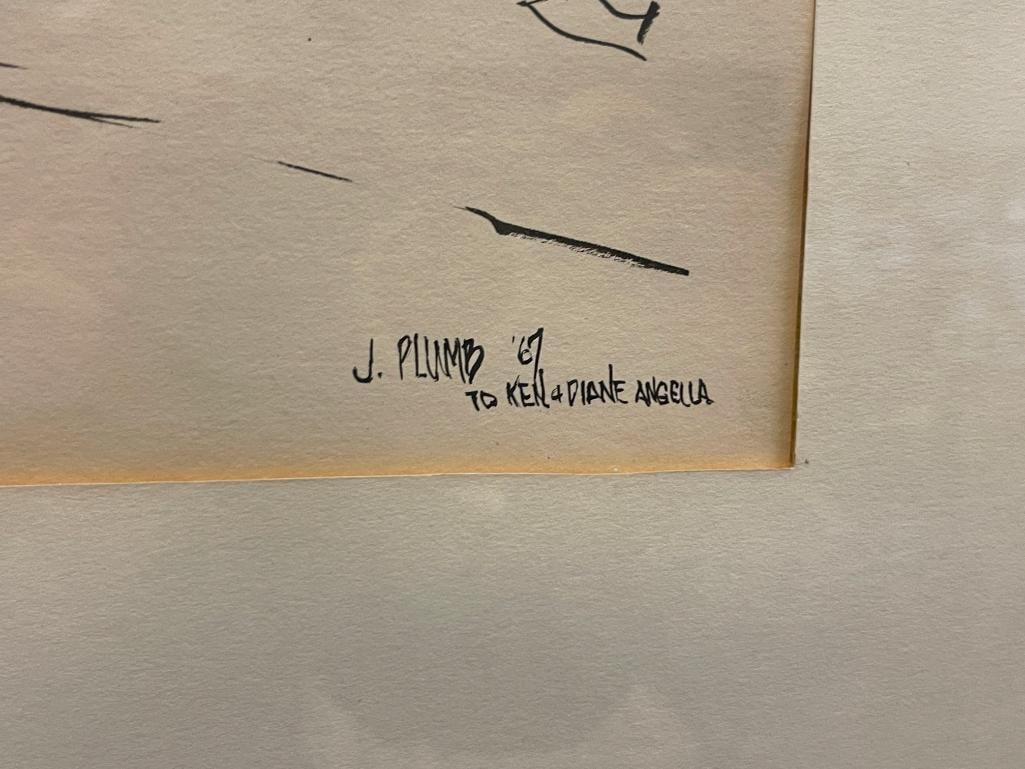 J. PLUMB PERSONALIZED INK SKETCHES BOTH DATED 1967 - 4