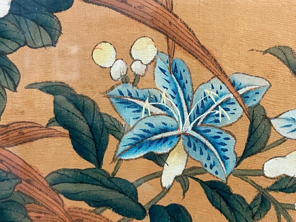 JAPANESE EDO PERIOD INK AND WATERCOLOR ON BOARD DUCKS AND FLOWERS - 5