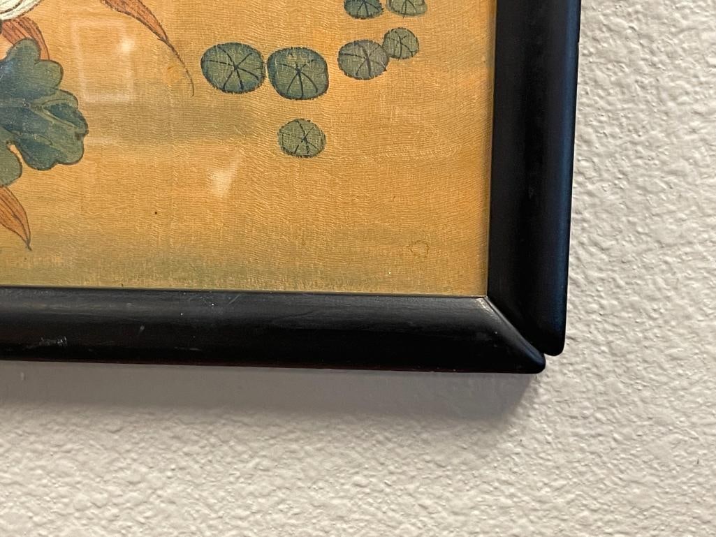 JAPANESE EDO PERIOD INK AND WATERCOLOR ON BOARD DUCKS AND FLOWERS - 6