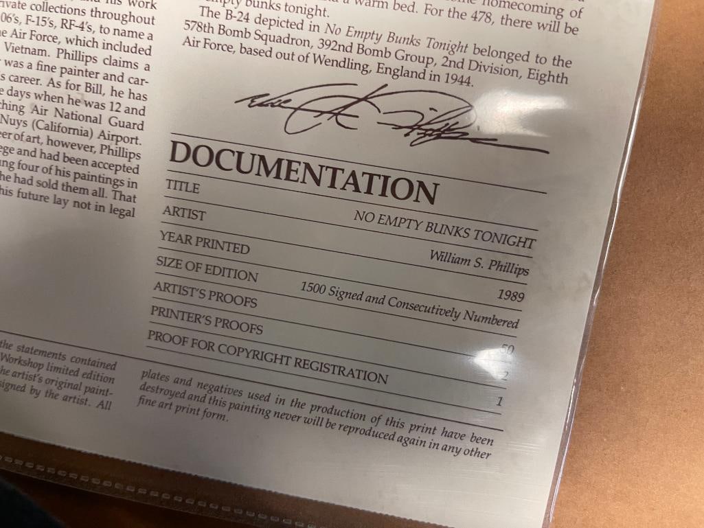 WILLIAM S. PHILLIPS AVIATION ARTIST LIMITED EDITION PRINT TITLED NO EMPTY BUNKS TONIGHT NO. 534/1... - 8