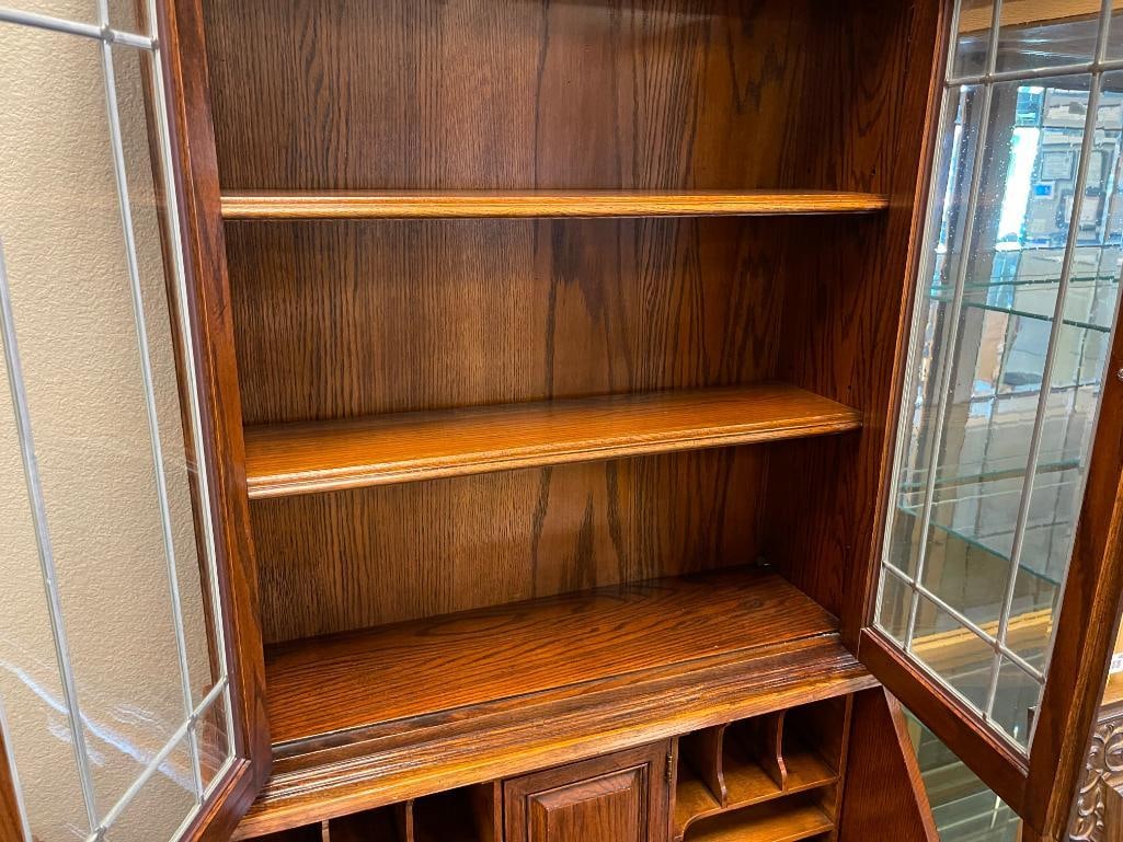 ETHAN ALLEN ARTS AND CRAFTS STYLED DROP FRONT SECRETARY'S DESK WITH BOOKCASE TOP - 10