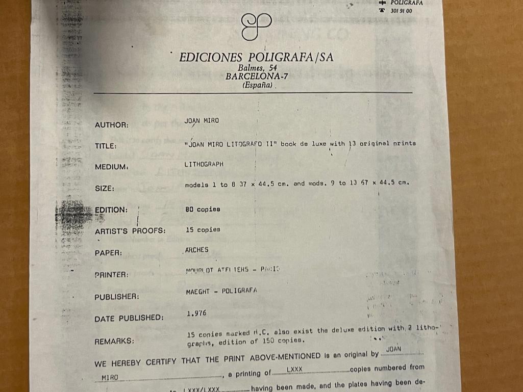 JOAN MIRO SPANISH ARTIST FROM BARCELONA HORS DE COMMERCE PRINT TITLED THE SURREAL BIRD - 8