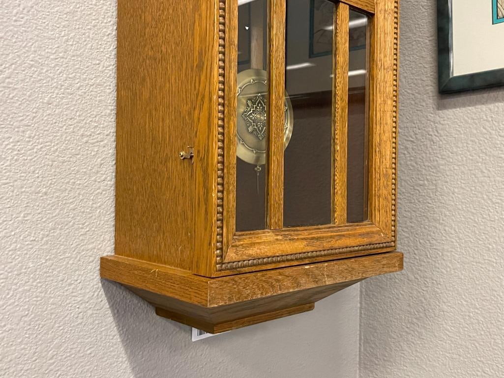 VINTAGE GERMAN MADE OAK 8-DAY WALL CLOCK - 5