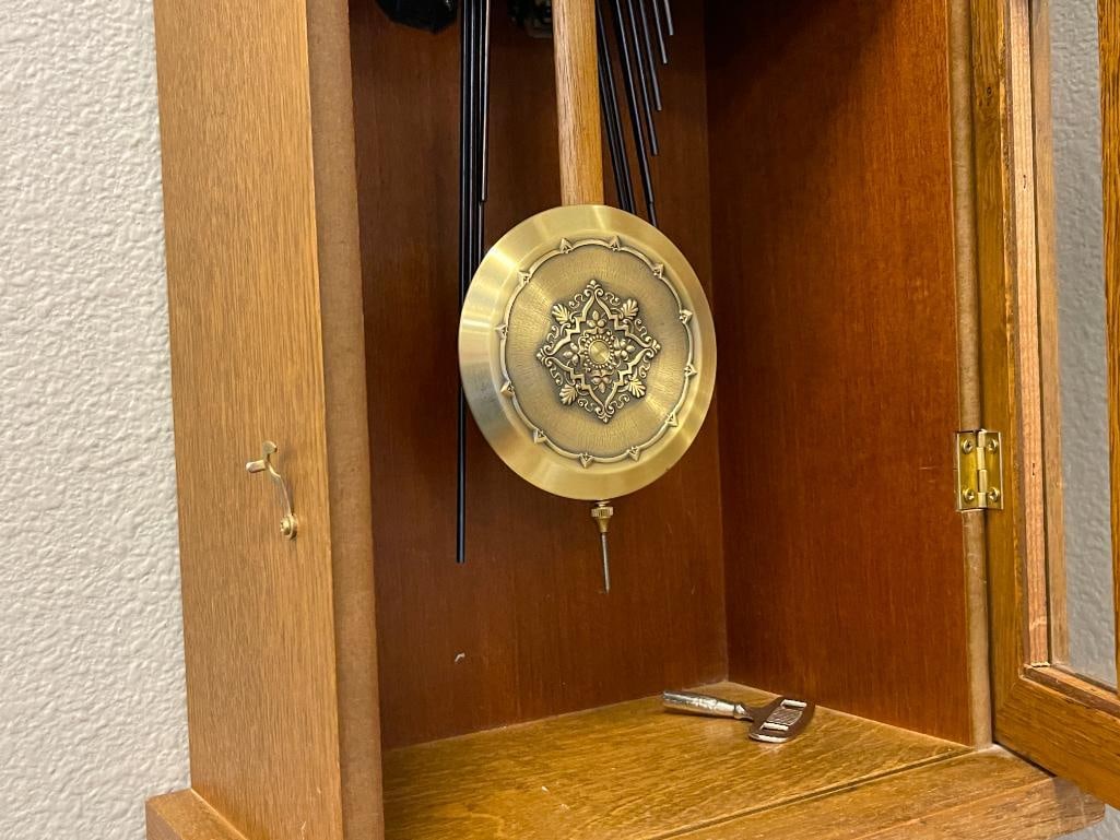 VINTAGE GERMAN MADE OAK 8-DAY WALL CLOCK - 6