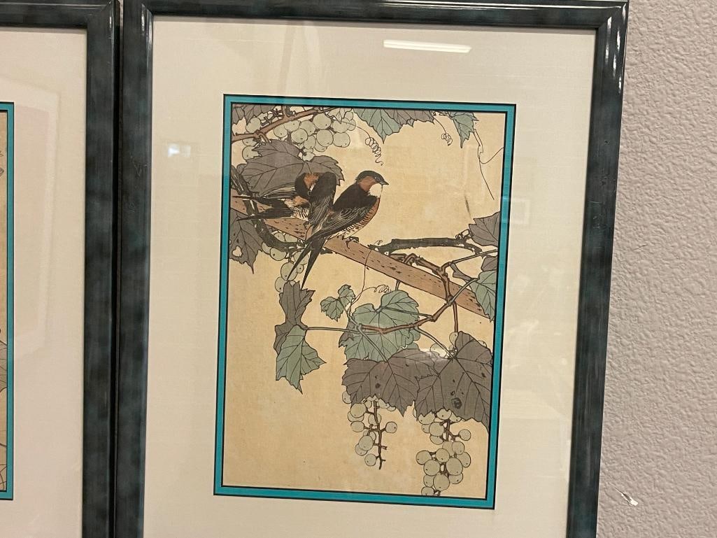 IMAO KEINEN JAPANESE WOODBLOCK AND PAINTER KACHO-E ARTIST BLOCK PRINTS OF BIRDS PERCHED ON TREES - 2