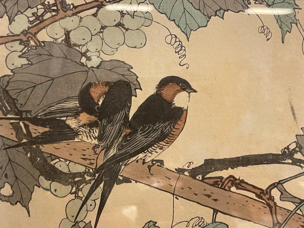 IMAO KEINEN JAPANESE WOODBLOCK AND PAINTER KACHO-E ARTIST BLOCK PRINTS OF BIRDS PERCHED ON TREES - 3