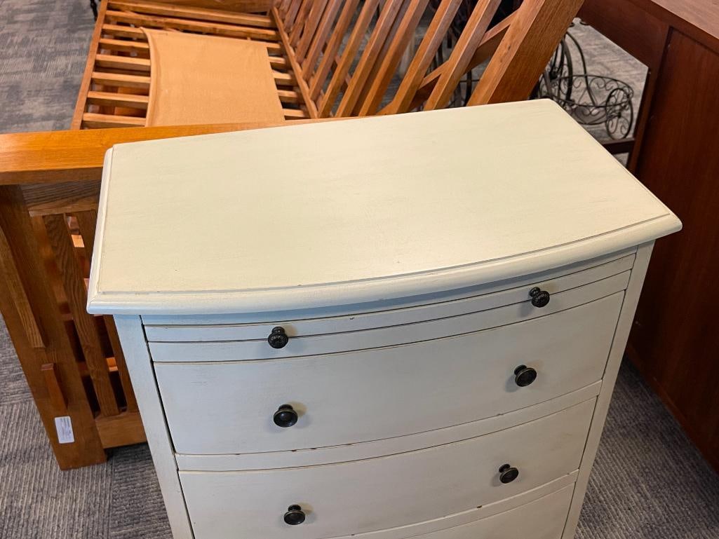 COAST TO COAST ANTIQUE WHITE FINISH BOW FRONT NIGHTSTAND WITH WRITING TRAY - 2