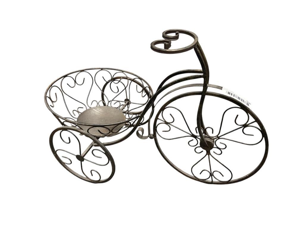DECORATIVE SCROLL ART TRICYCLE PPT HOLDER: 14" H, 20" L, HOLDS 10" POTS 