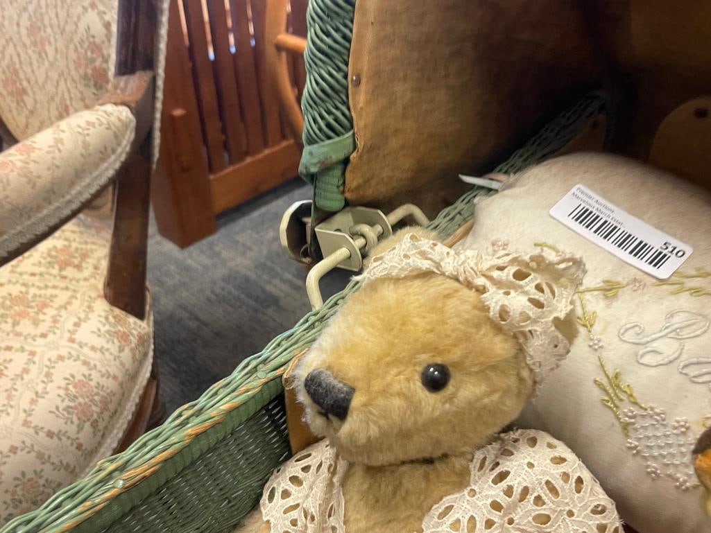 CIRCA 1917 LLOYD LOOM PRODUCTS WIKER AND METAL BABY CARRIAGE - 5