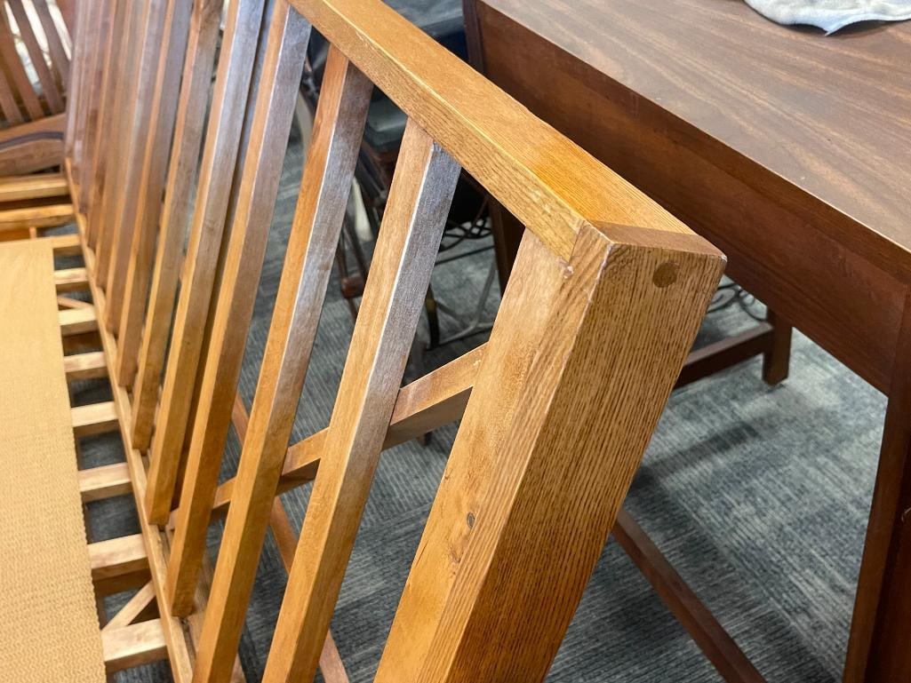 MISSION STYLE OAK FUTON FRAME WITH TWO MATCHING STORAGE DRAWERS - 10