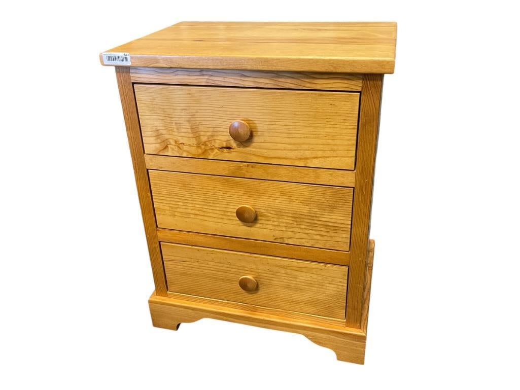 THREE DRAWER PINE NIGHTSTAND LIGHT FINISH (1 of 5)