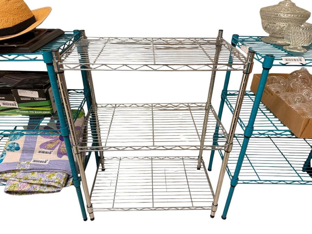 THREE TIER NSF HDX STAINLESS STEEL SHELVING UNIT: GOOD CONDITION 23" X 13" X 31" 