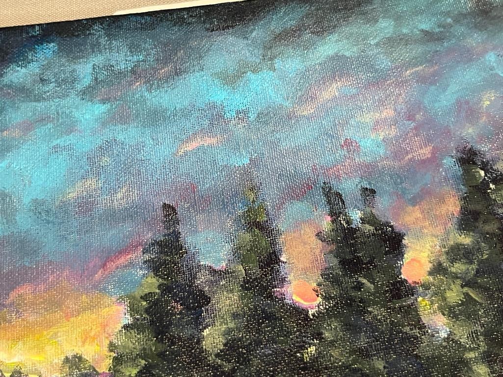 ORIGIAL ACRYLIC ON CANVAS LAKE TAHOE PAINTING BY LOCAL ARTIST MARK ASA FOLTZ TITLED LAKE TAHOE PI... - 4