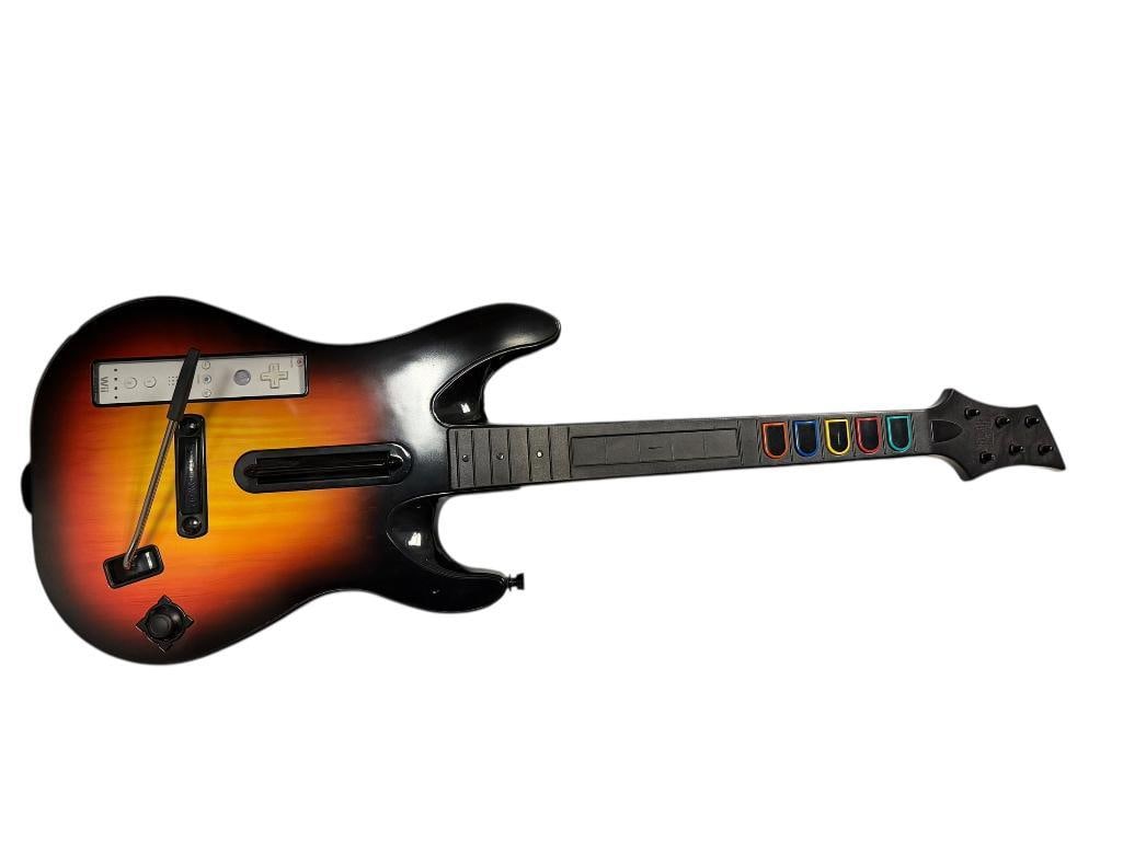 NINTENDO WII GAMING SYSTEM WITH GAMES AND GUITAR HERO GUITAR - 6