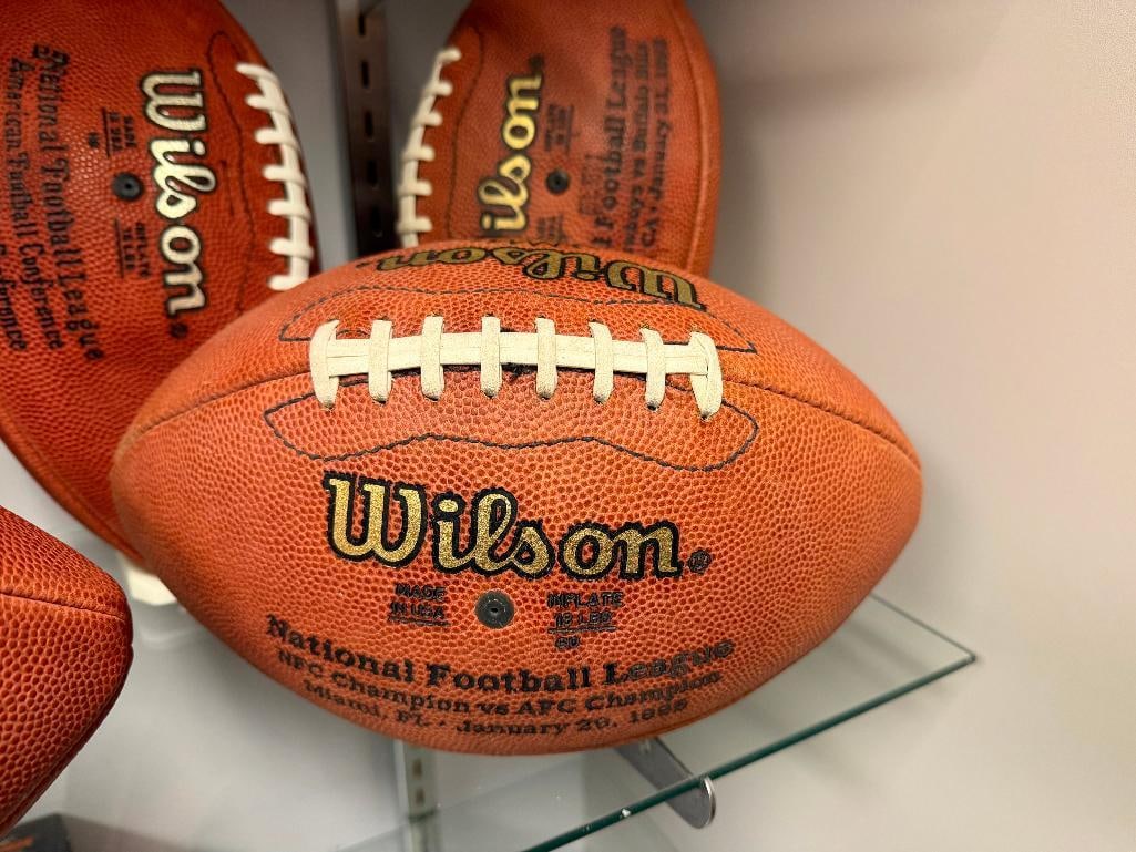 FOUR OFFICIAL NFL FOOTBALL. WILSON GAME BALL FOOTBALLS AND ONE WILSON THE DUKE METALLIC GOLD EDIT... - 3