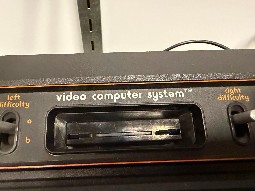 VINTAGE ATARI VIDEO COMPUTER GAMING SYSTEM WITH CORDS, GAMES INCLUDING PAC-MAN, ASTEROIDS, AND MORE - 4