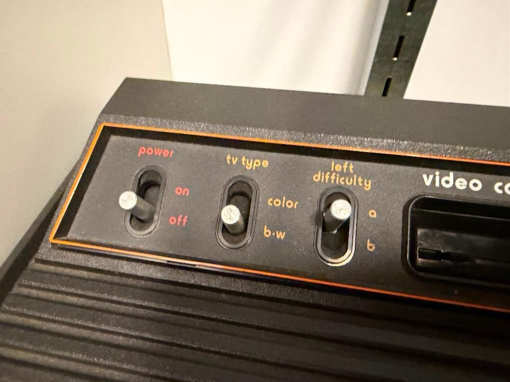 VINTAGE ATARI VIDEO COMPUTER GAMING SYSTEM WITH CORDS, GAMES INCLUDING PAC-MAN, ASTEROIDS, AND MORE - 5