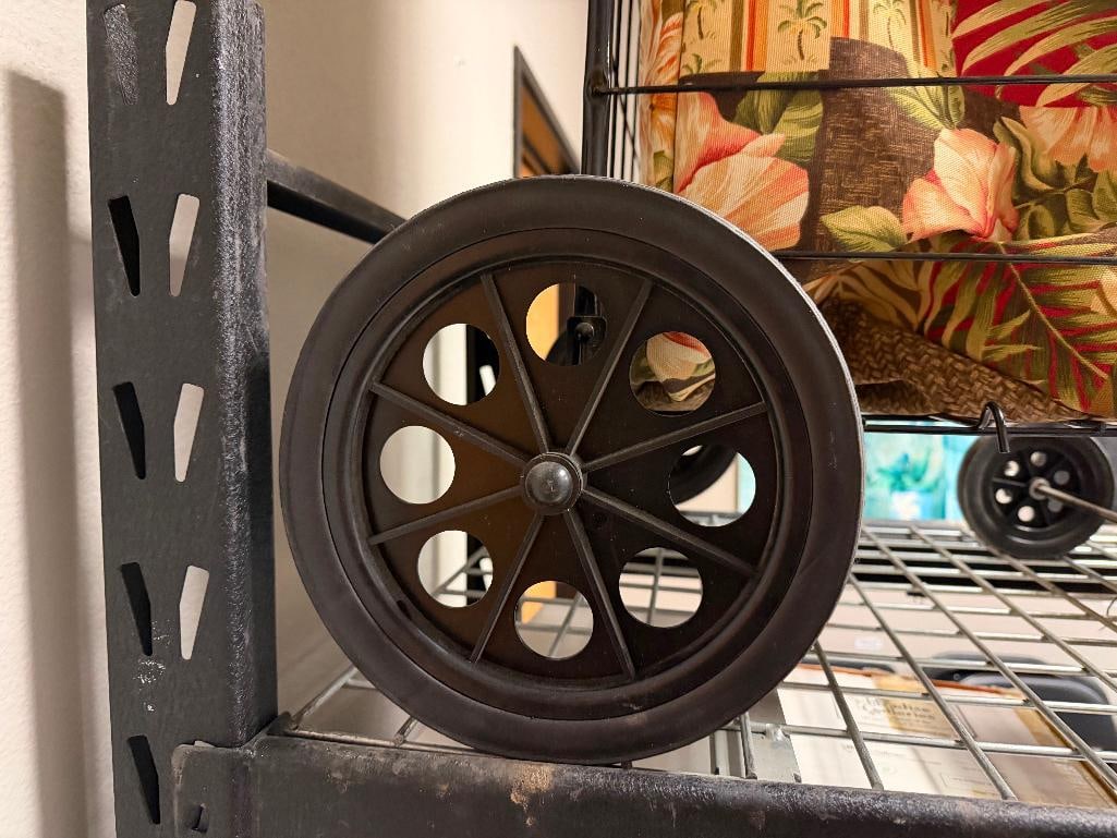 METAL WIRE FOLDING CART WITH FLORAL LINEN LINER - 4