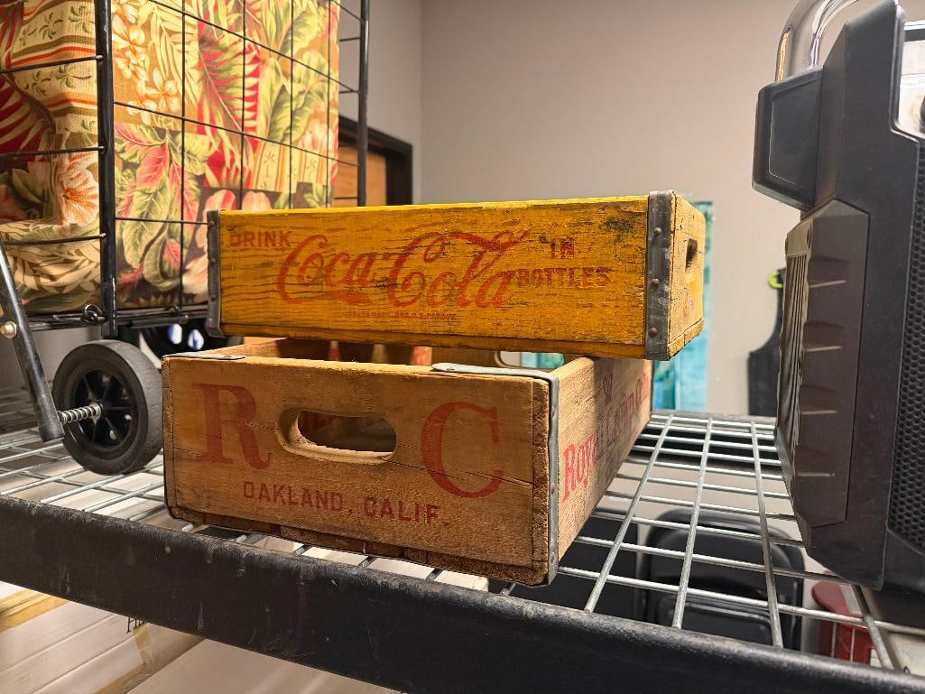 TWO VINTAGE WOODEN SODA CRATES INCLUDING COCA-COLA AND ROYAL CROWN COLA - 2