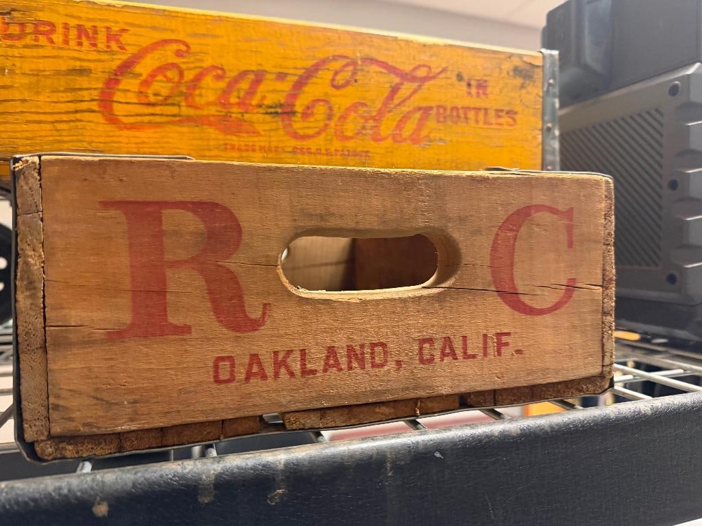 TWO VINTAGE WOODEN SODA CRATES INCLUDING COCA-COLA AND ROYAL CROWN COLA - 4