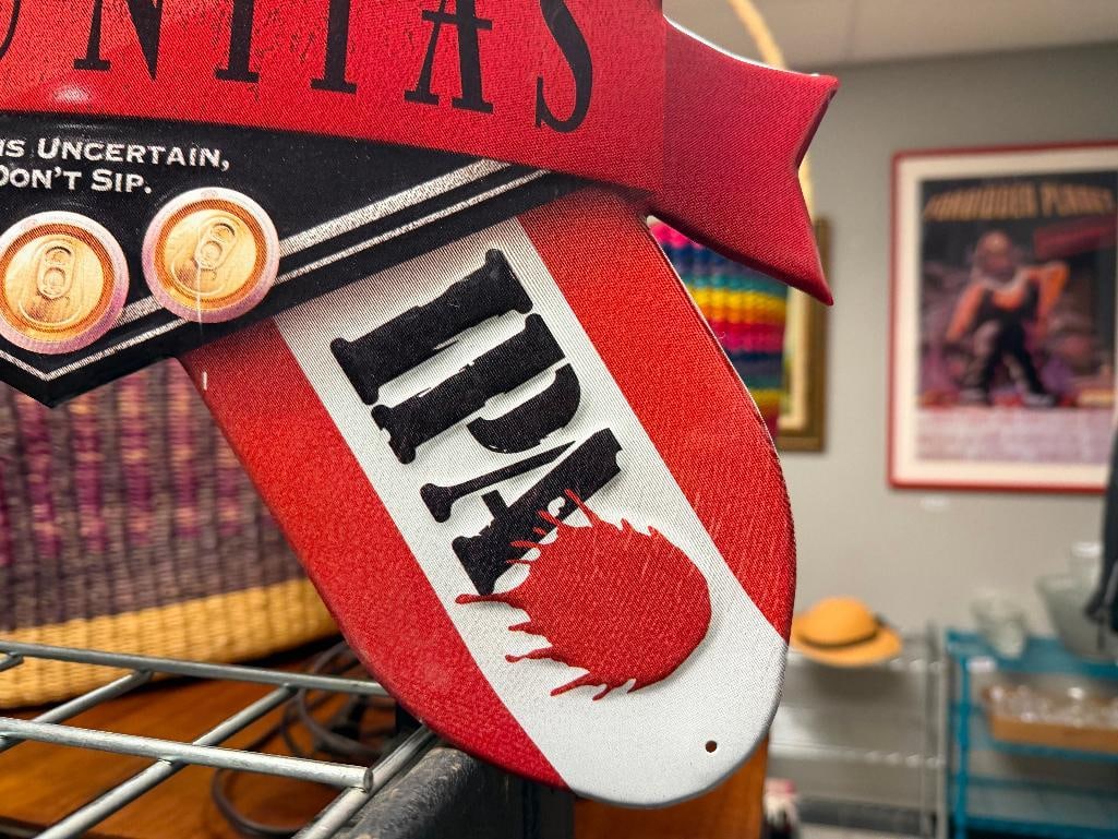 TIN METAL LAGUNITAS IPA BEER ADVERTISMENT BAR SIGN FEATURING SKI DOG AND SKIS - 4