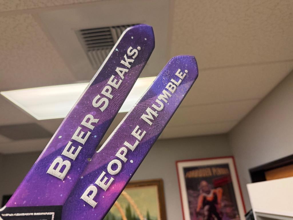 TIN METAL LAGUNITAS IPA BEER ADVERTISMENT BAR SIGN FEATURING SKI DOG AND SKIS - 7