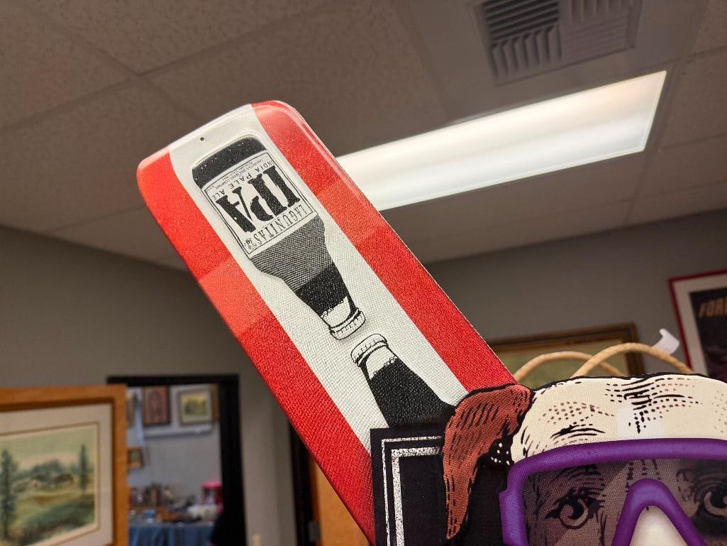 TIN METAL LAGUNITAS IPA BEER ADVERTISMENT BAR SIGN FEATURING SKI DOG AND SKIS - 8