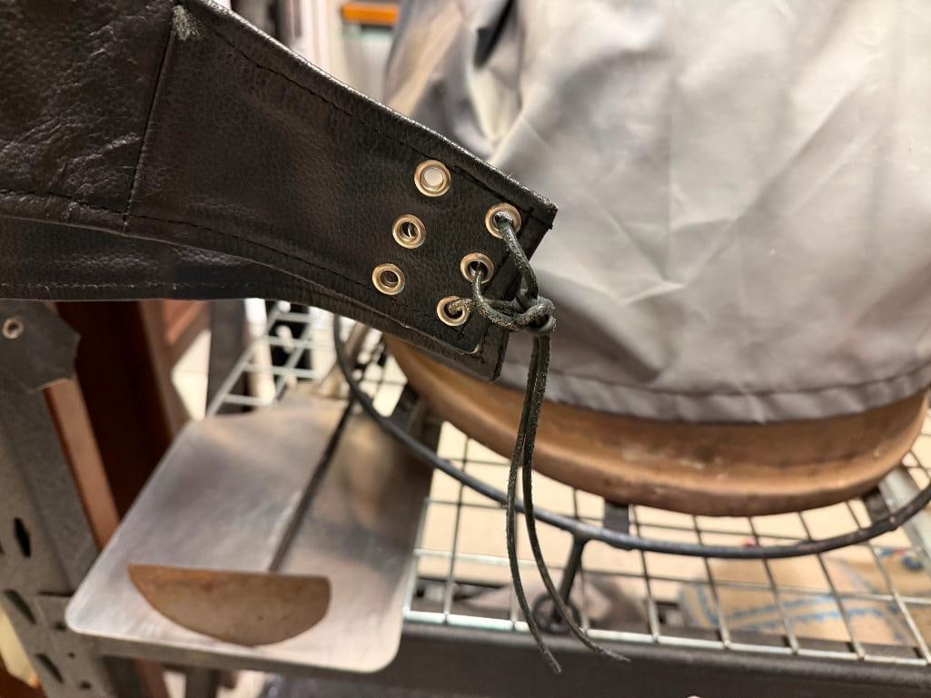 PAIR OF BARNEY'S LEATHER BLACK LEATHER MOTOCYLE RIDING CHAPS - 4