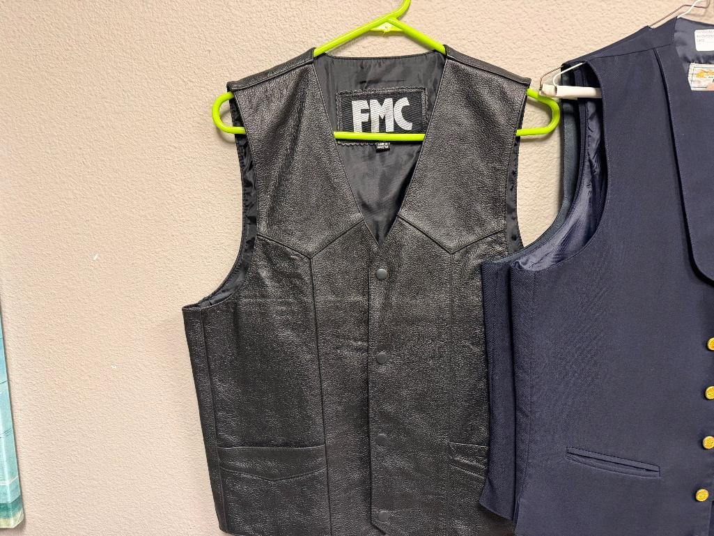 FMC HARLEY-DAVIDSON MOTOCYCLES BLACK LEATHER MOTOCYCLE RIDING VEST - 2