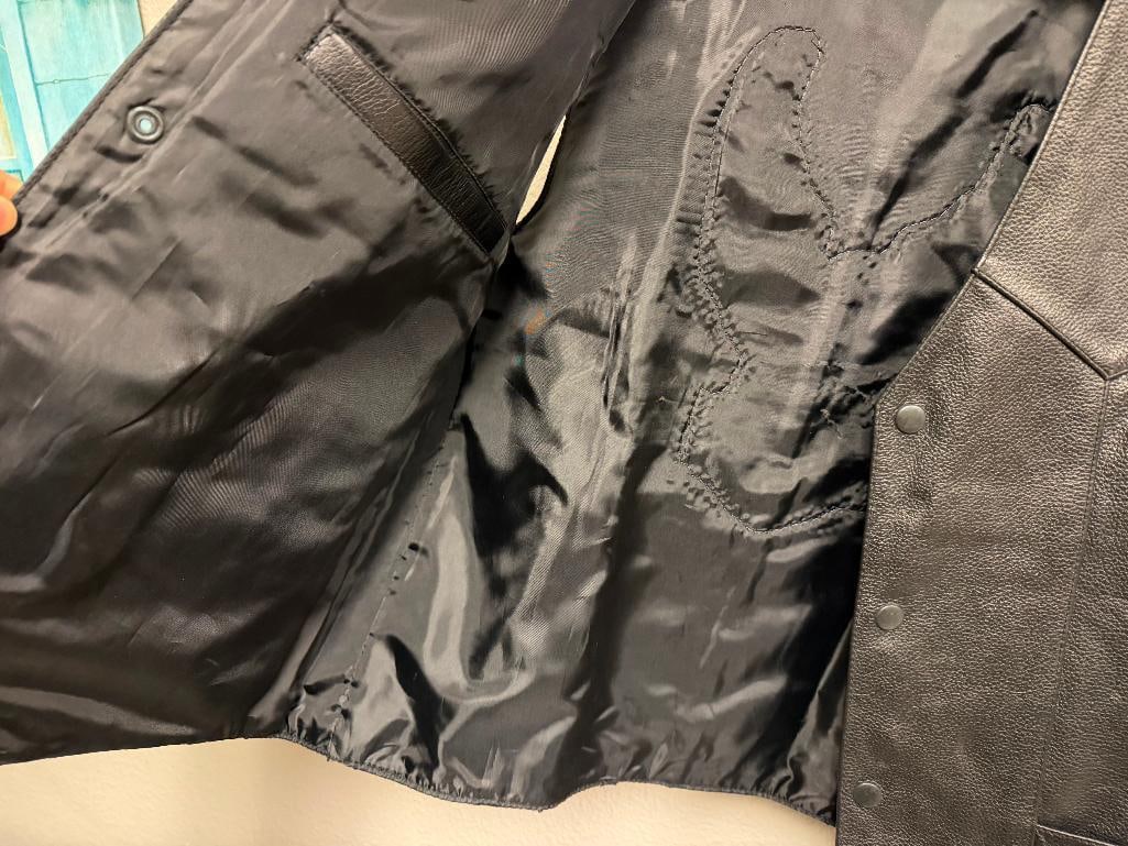 FMC HARLEY-DAVIDSON MOTOCYCLES BLACK LEATHER MOTOCYCLE RIDING VEST - 5