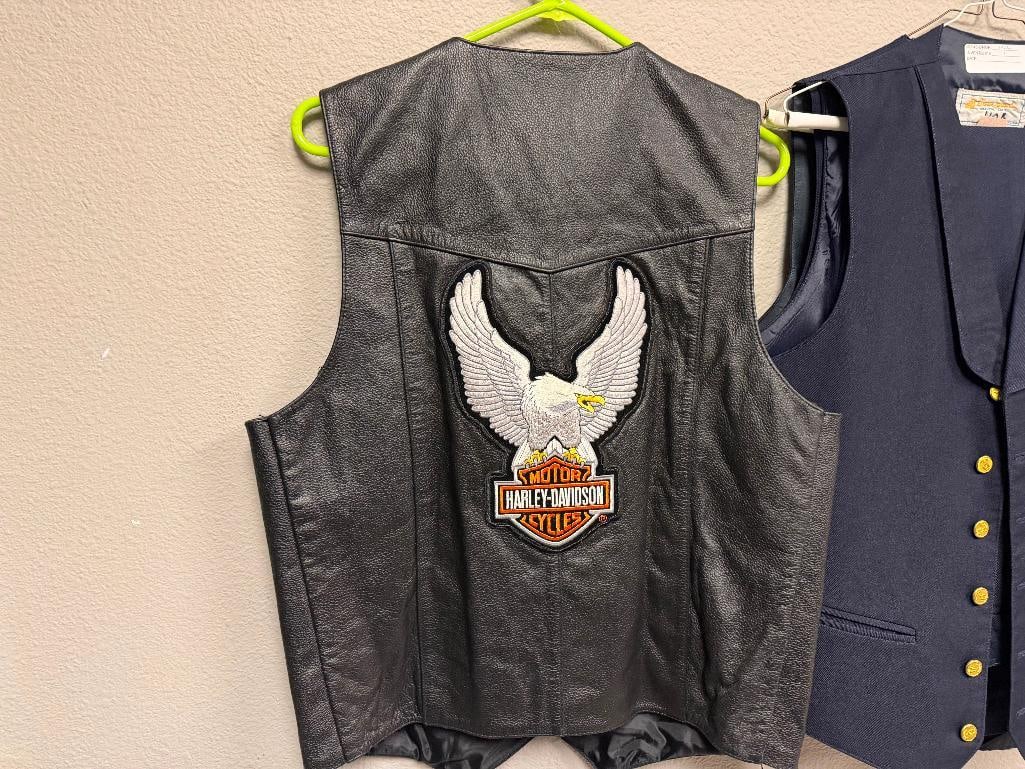 FMC HARLEY-DAVIDSON MOTOCYCLES BLACK LEATHER MOTOCYCLE RIDING VEST - 7