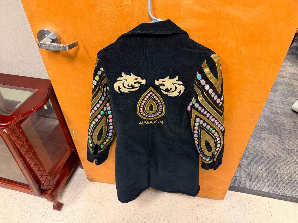 WAGGON PARIS DESIGNER JACKET LONG JACKET FEATURING DRAGON MOTIF AND IRIDESCENT ACCENTS - 2