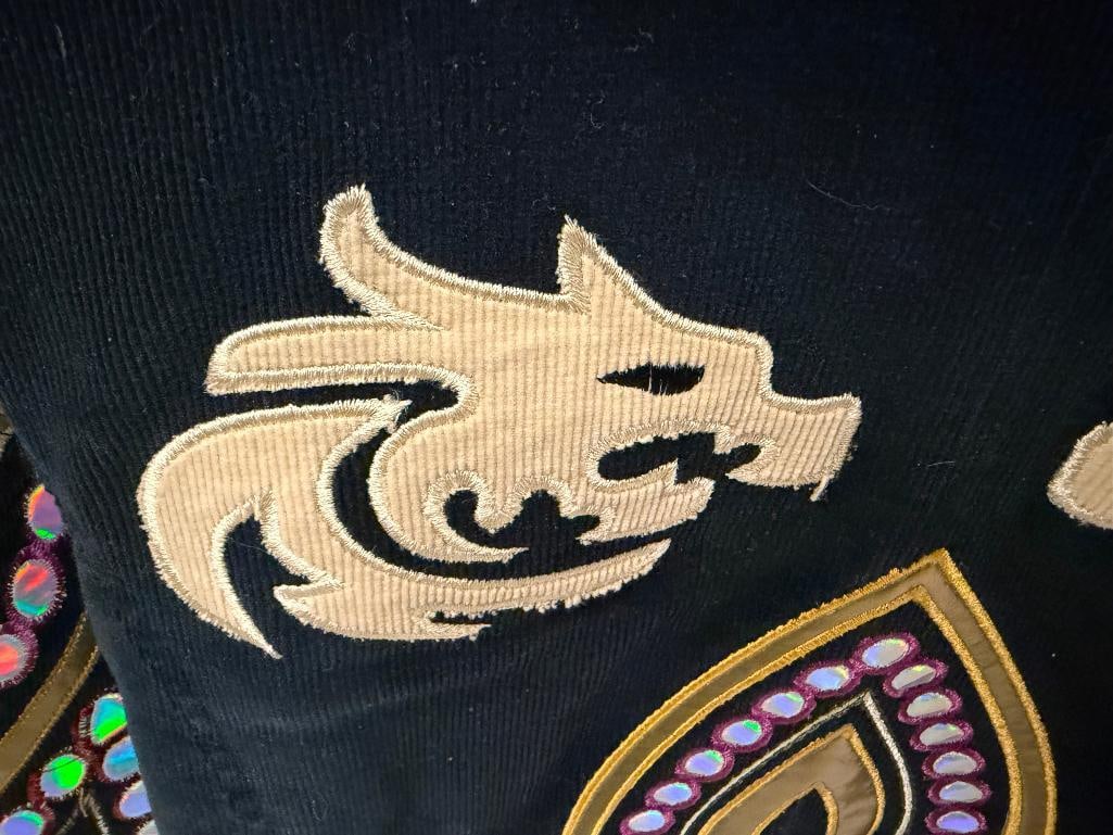 WAGGON PARIS DESIGNER JACKET LONG JACKET FEATURING DRAGON MOTIF AND IRIDESCENT ACCENTS - 4