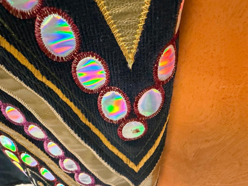 WAGGON PARIS DESIGNER JACKET LONG JACKET FEATURING DRAGON MOTIF AND IRIDESCENT ACCENTS - 7