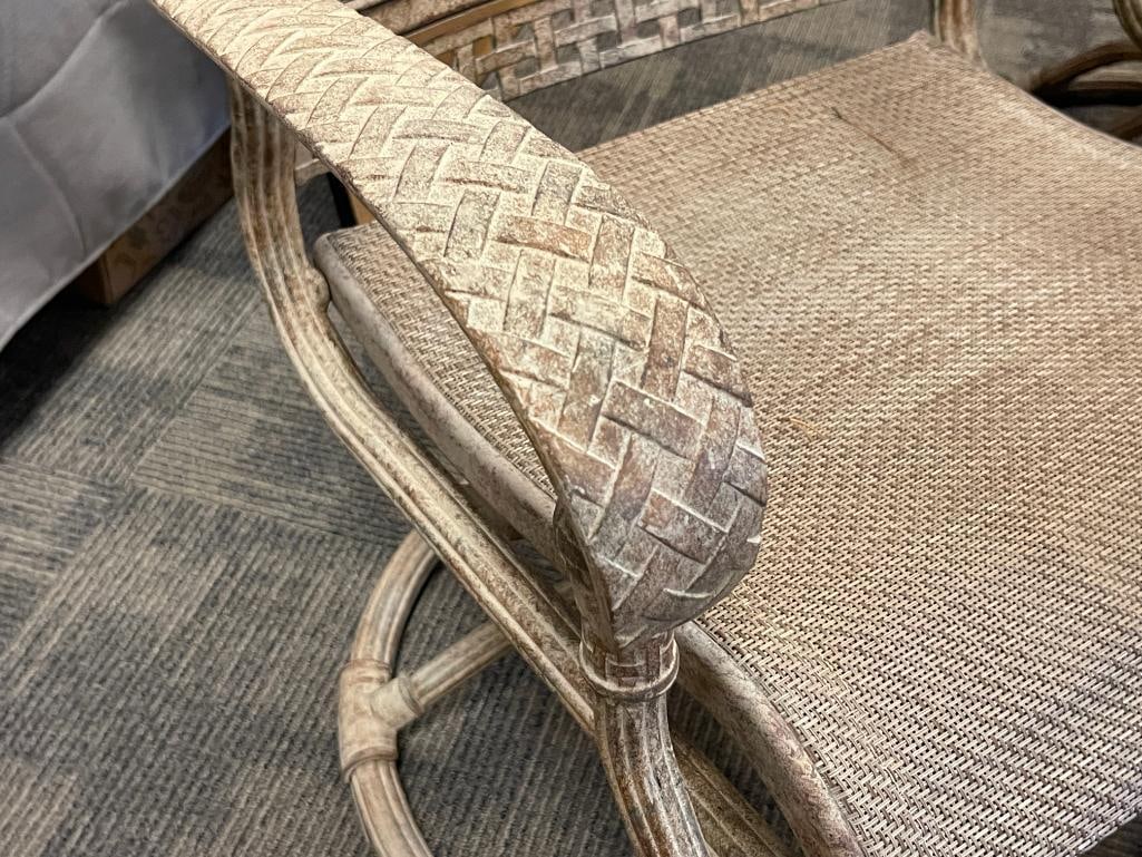 HIGH-END METAL PATIO TABLE, CHAIRS, AND UMBRELLA STAND SET IN ASHGRAY FINISH - 7